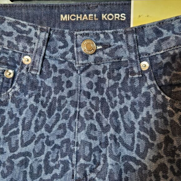 Michael Kors Selma High Rise Skinny Jeans Dusk Blue Wash Animal Print Size 2 NWT - Picture 6 of 12